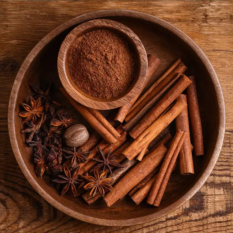 Pumpkin-pie-spice-ingredients-in-wooden-bowl
